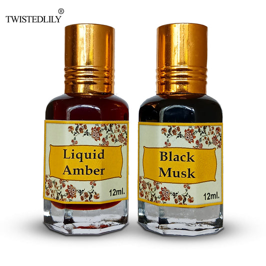 Combo Pack of 2 (Black Musk & Liquid Amber Perfume Oils)