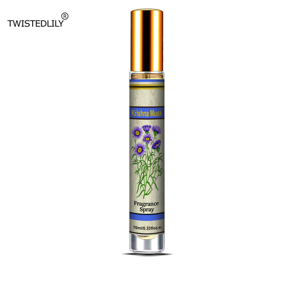 Organic Whispering Winds 10ml. Spray in Tubular Glass Bottle (Scent Krishna Musk)
