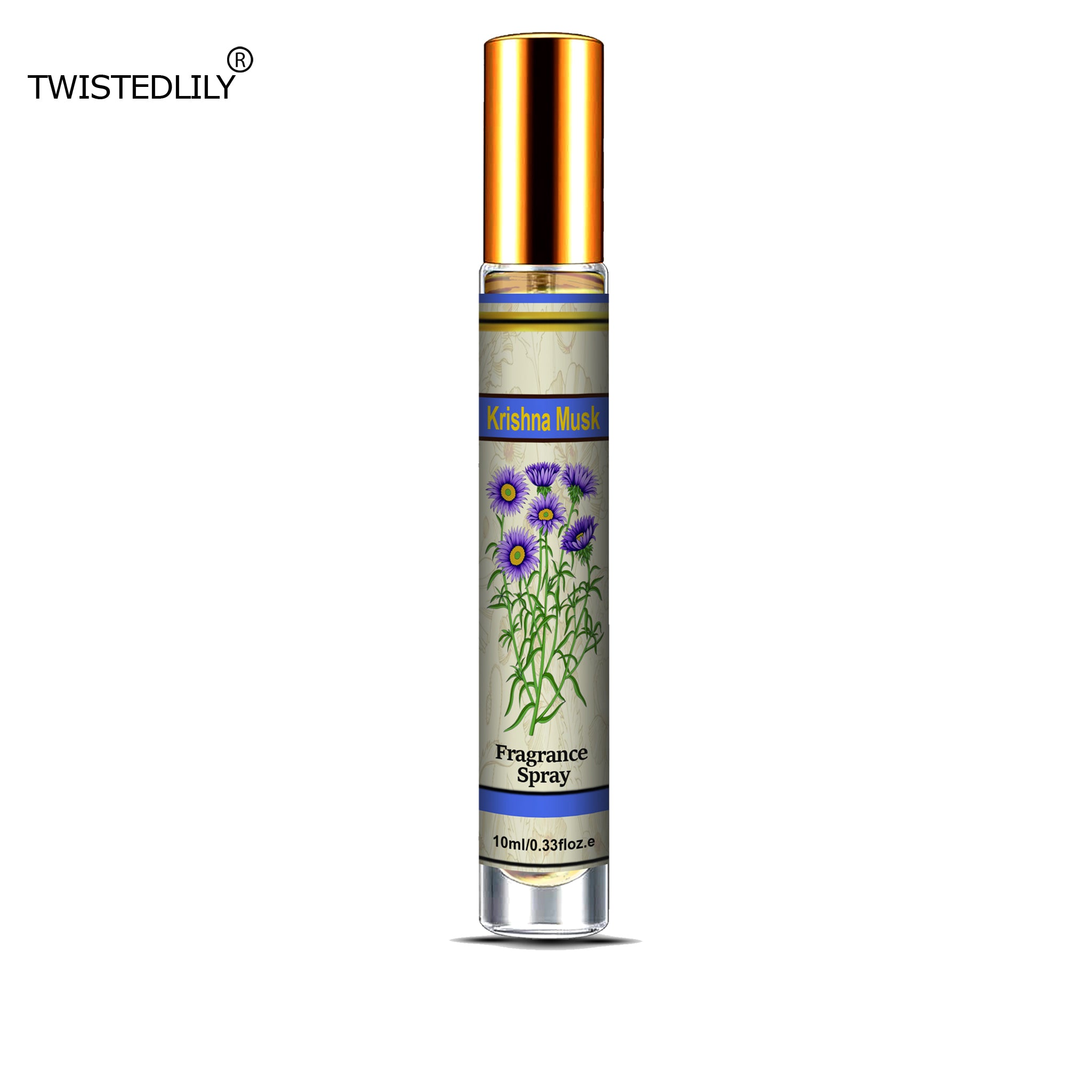 Organic Whispering Winds 10ml. Spray in Tubular Glass Bottle (Scent Krishna Musk)