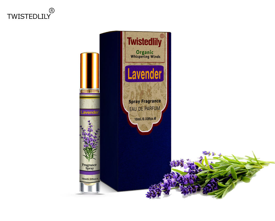 Organic Whispering Winds 10ml. Spray in Tubular Glass Bottle (Scent Lavender)