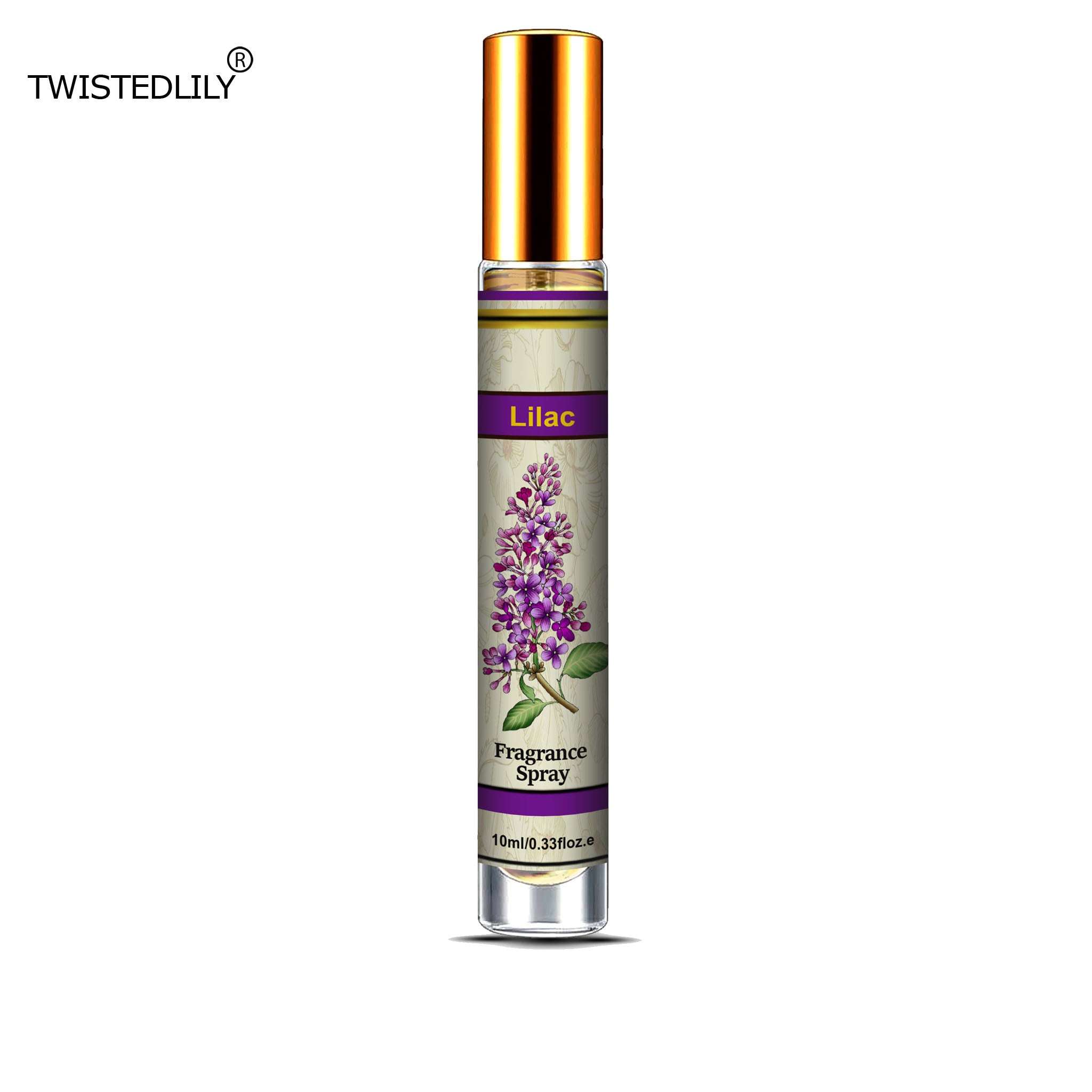 Organic Whispering Winds 10ml. Spray in Tubular Glass Bottle (Scent Lilac)