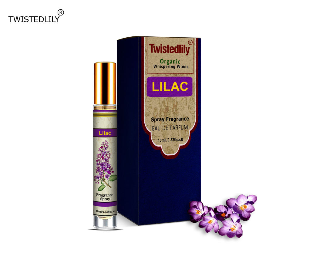 Organic Whispering Winds 10ml. Spray in Tubular Glass Bottle (Scent Lilac)