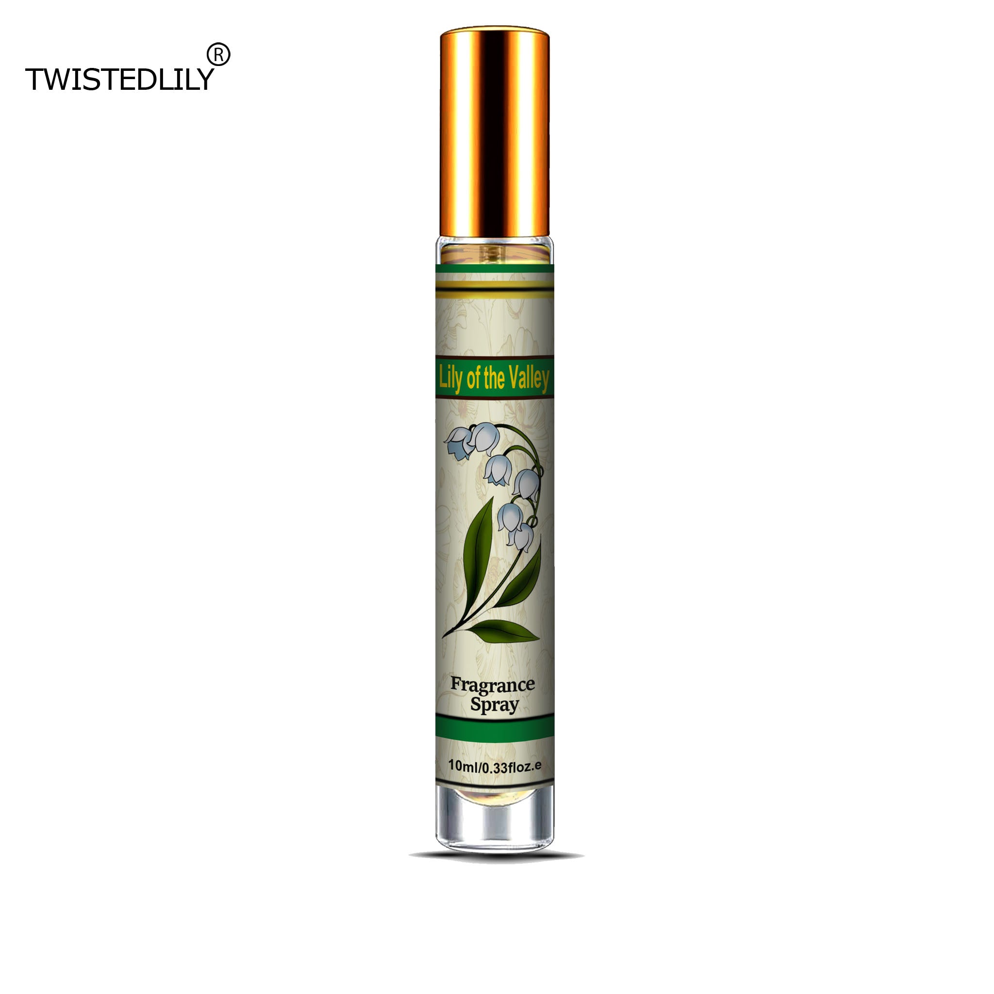 Organic Whispering Winds 10ml. Spray in Tubular Glass Bottle (Scent Lily of the Valley)