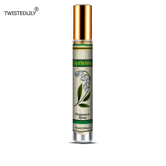 Organic Whispering Winds 10ml. Spray in Tubular Glass Bottle (Scent Lily of the Valley)