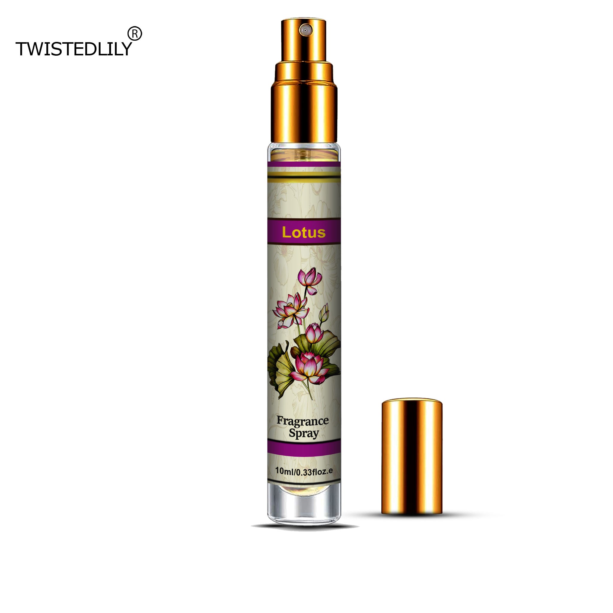 Organic Whispering Winds 10ml. Spray in Tubular Glass Bottle (Scent Lotus)