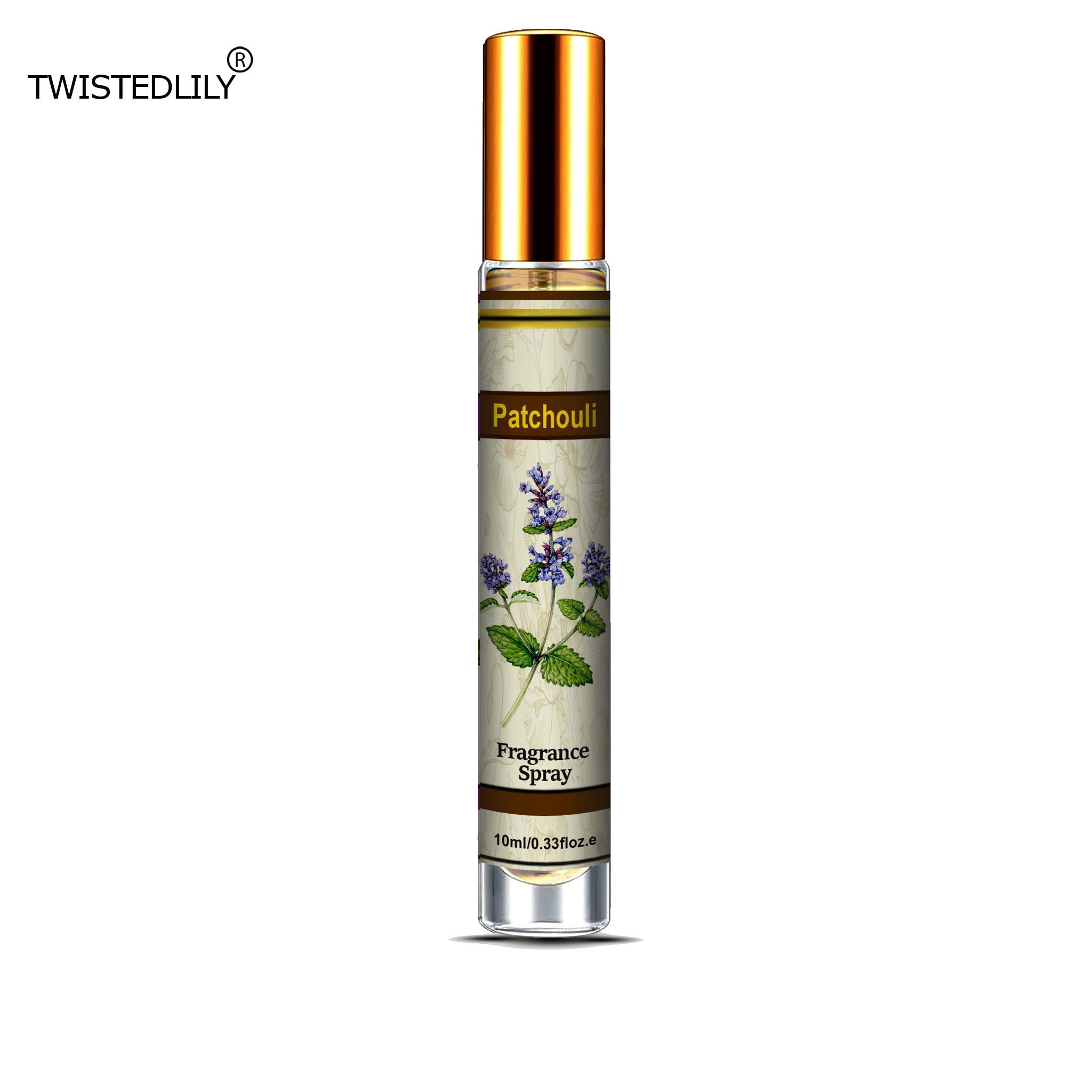 Organic Whispering Winds 10ml. Spray in Tubular Glass Bottle (Scent Patchouli)