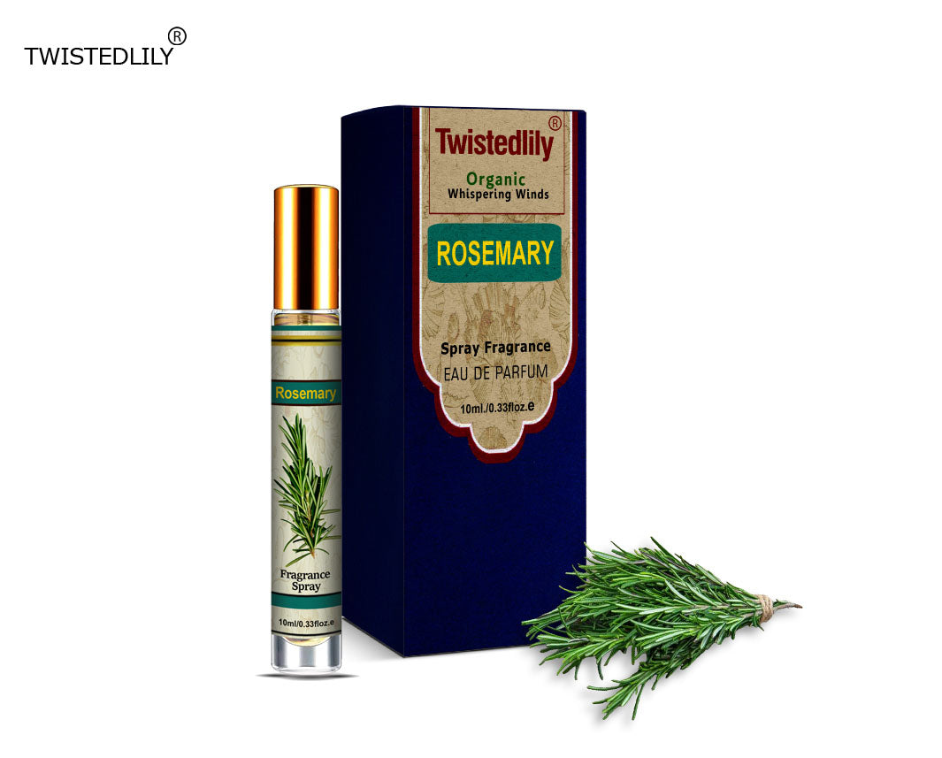 Organic Whispering Winds 10ml. Spray in Tubular Glass Bottle (Scent Rosemary)