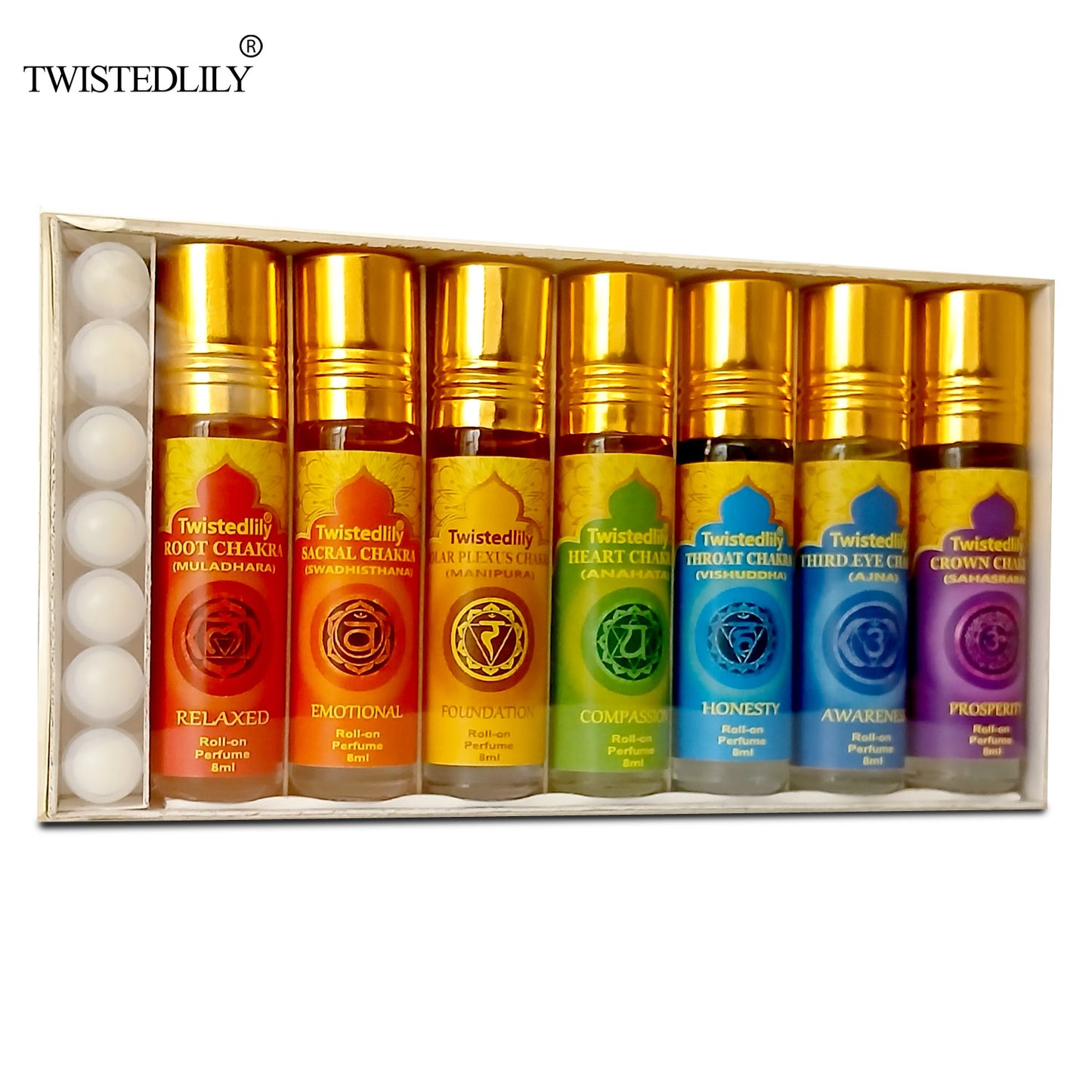 The Divine Chakra Perfume Oils  Sets of 7 with Seven Floral Perfumes