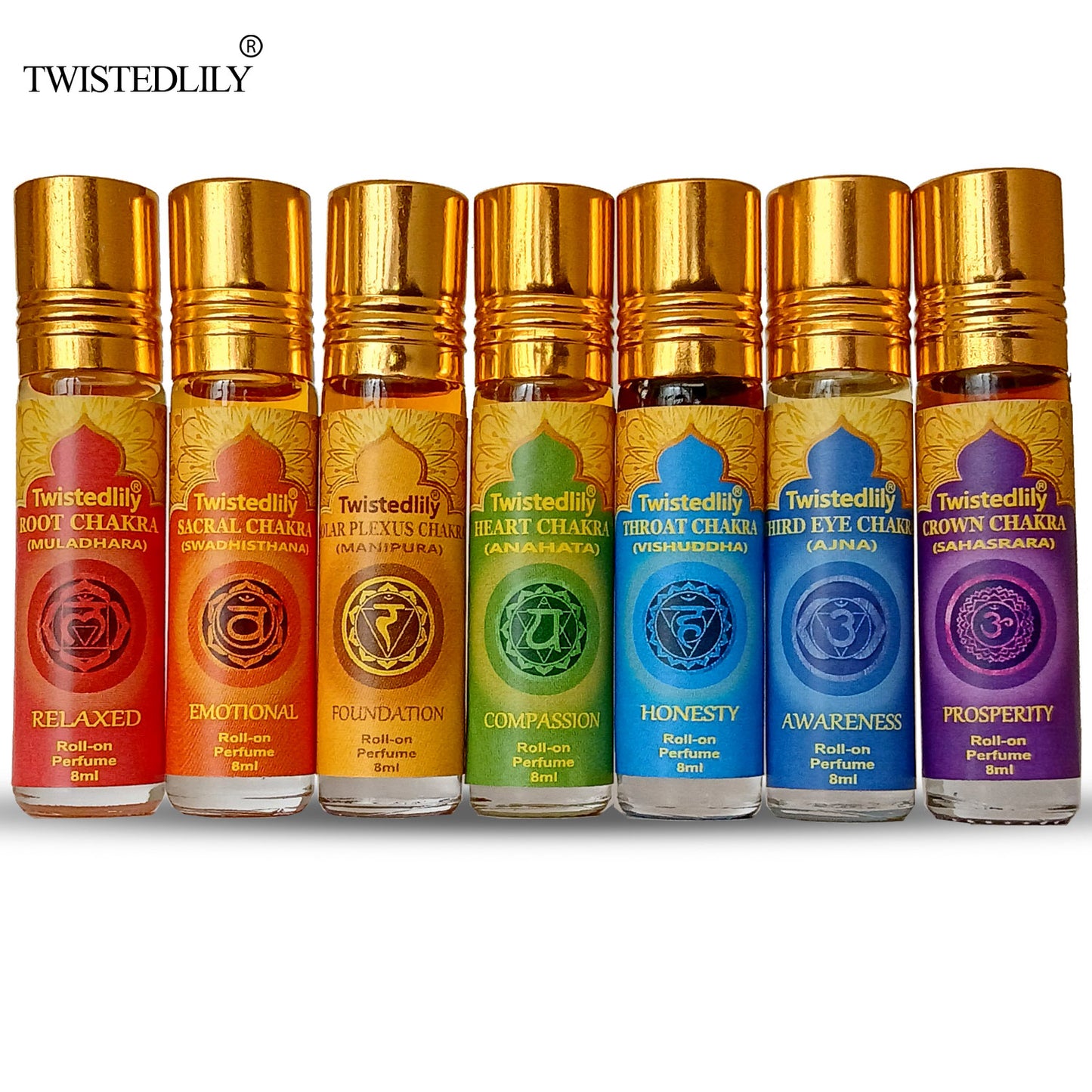 The Divine Chakra Perfume Oils  Sets of 7 with Seven Floral Perfumes