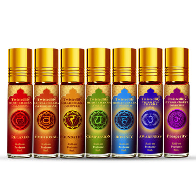 The Divine Chakra Perfume Oils  Sets of 7 with Seven Floral Perfumes