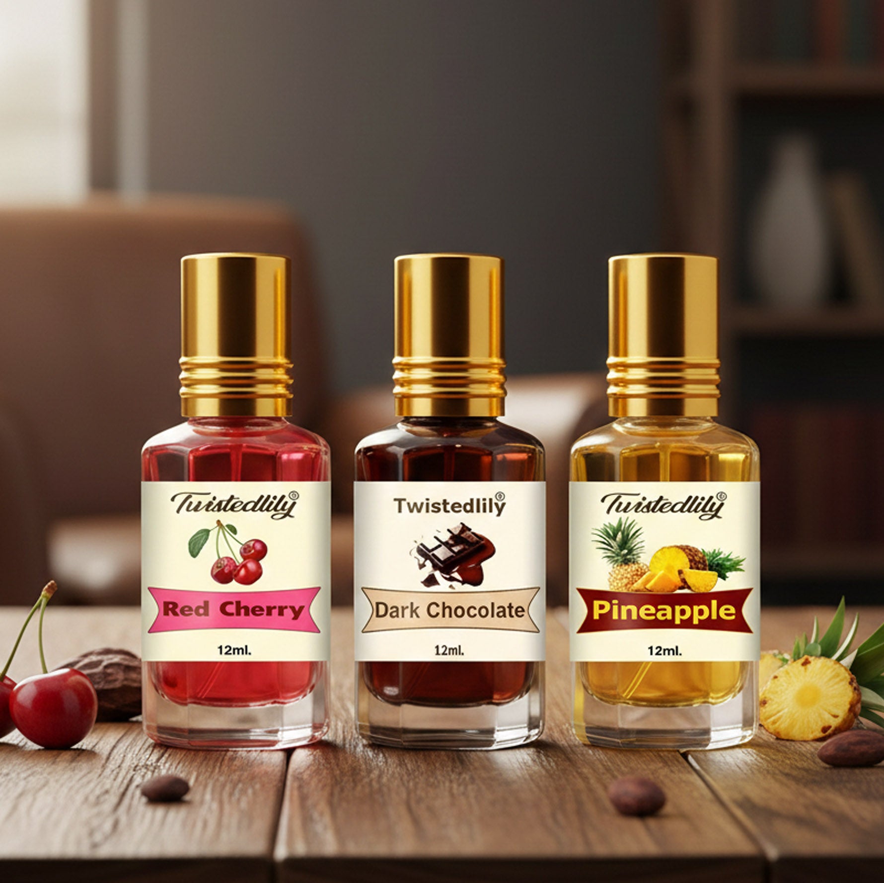 The Trio Collection: Red Cherry, Pineapple, & Dark Chocolate Perfume Oils