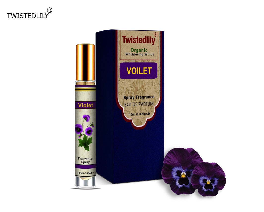 Organic Whispering Winds 10ml. Spray in Tubular Glass Bottle (Scent Violet)